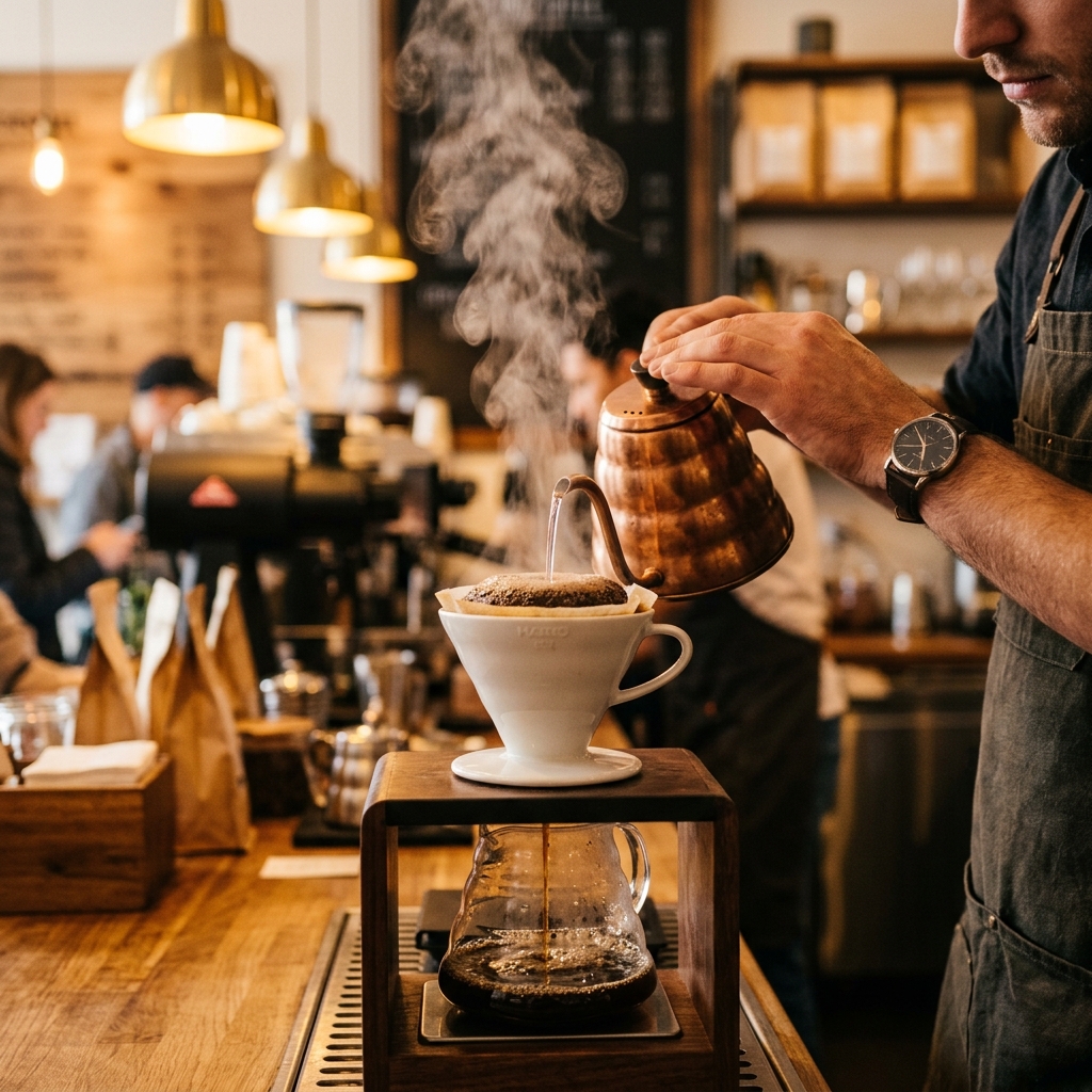 Pour over coffee brewing